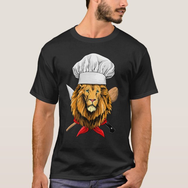 Restaurant Lion Chef Culinary Kitchen Cooking  Wil T Shirt (Framsida)