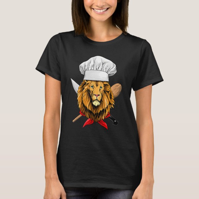 Restaurant Lion Chef Culinary Kitchen Cooking  Wil T Shirt (Framsida)