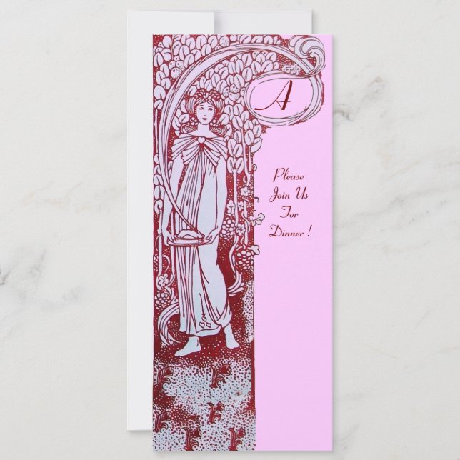 RESTAURANT MENU MONOGRAM Rosa Brown Dinner,Brunch Inbjudningar (Framsida)