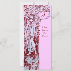 RESTAURANT MENU MONOGRAM Rosa Brown Dinner,Brunch Inbjudningar