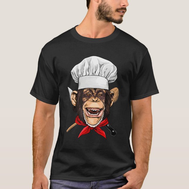 Restaurant Monkey Chef Cook Culinary Kitchen Cooki T Shirt (Framsida)