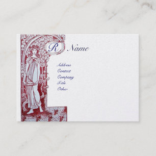 RESTAURANT MONOGRAM 2 röd,silver platinum metallis Visitkort