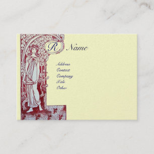 RESTAURANT MONOGRAM 2 röd, vit pärla papper Visitkort