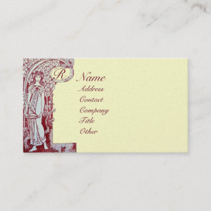 RESTAURANT MONOGRAM Red Brown Cream Pearl Visitkort