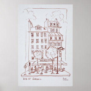 Restaurant på Boulevard   Saint-Germain, Paris Poster