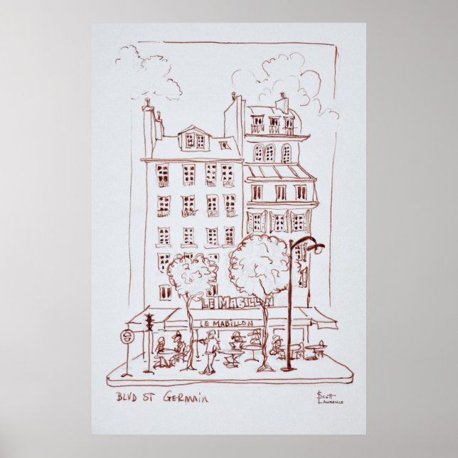 Restaurant på Boulevard | Saint-Germain, Paris Poster (Framsidan)