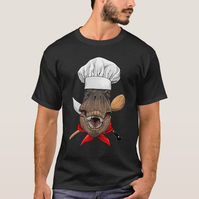 Restaurant Rex Chef Cook Kitchen Cooking  Dinosaur T Shirt (Framsida)