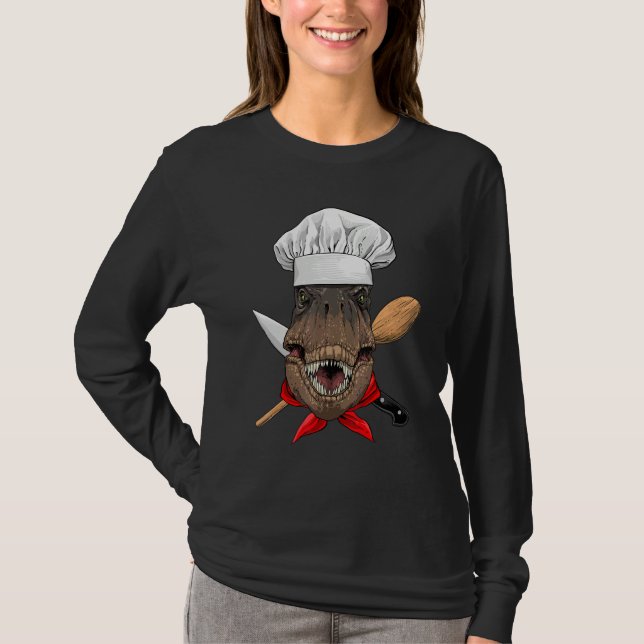 Restaurant Rex Chef Cook Kitchen Cooking  Dinosaur T Shirt (Framsida)