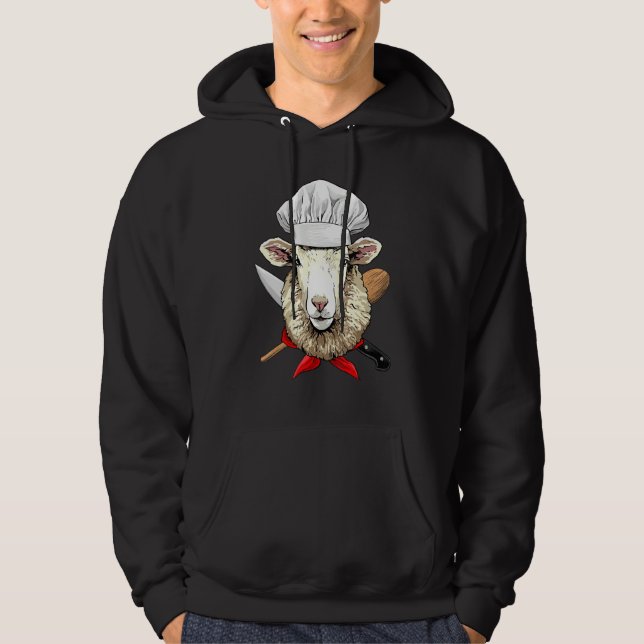 Restaurant Sheep Lamb Chef Cook Kitchen Cooking  F Hoodie (Framsida)