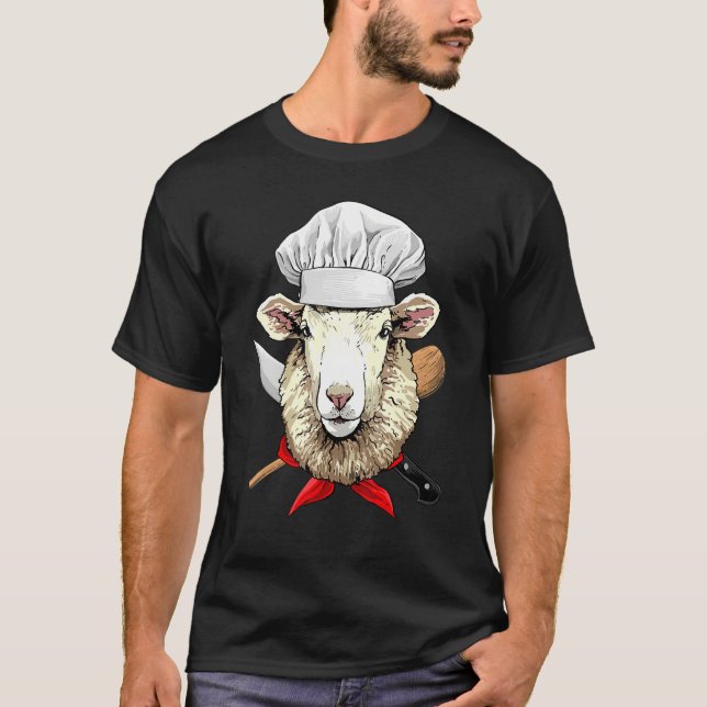Restaurant Sheep Lamb Chef Cook Kitchen Cooking  F T Shirt (Framsida)