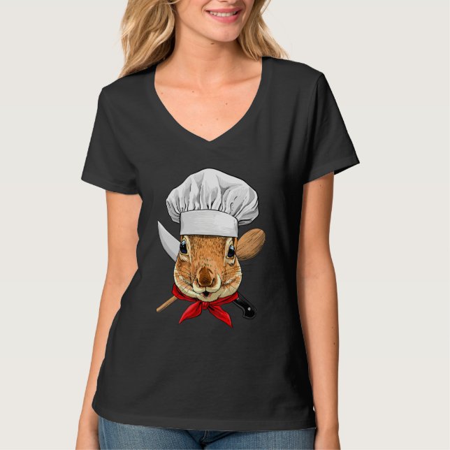 Restaurant Squirrel Chef Cook Kitchen Cooking  Rod T Shirt (Framsida)