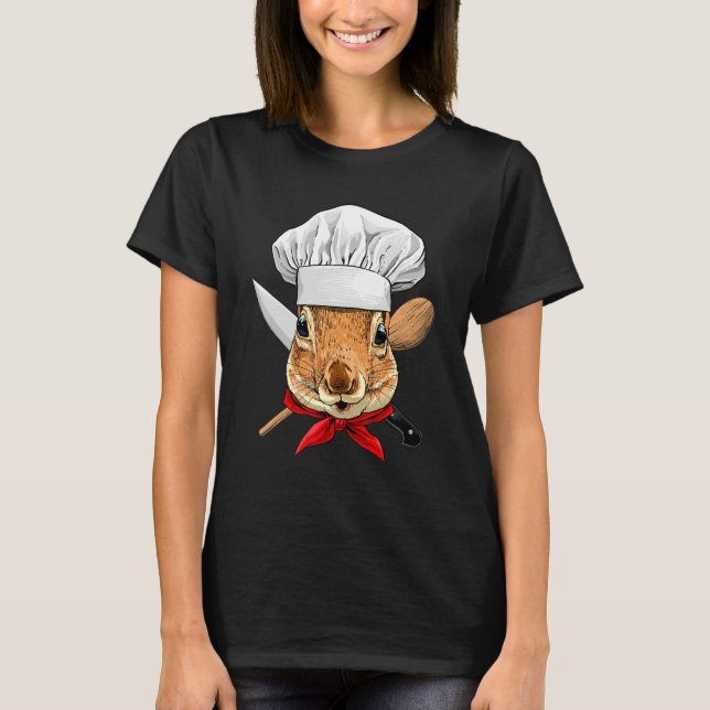 Restaurant Squirrel Chef Cook Kitchen Cooking  Rod T Shirt (Framsida)