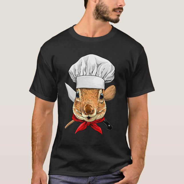 Restaurant Squirrel Chef Cook Kitchen Cooking  Rod T Shirt (Framsida)