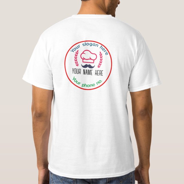 Restaurant T-Shirt med anpassad Logotyp (Baksida)