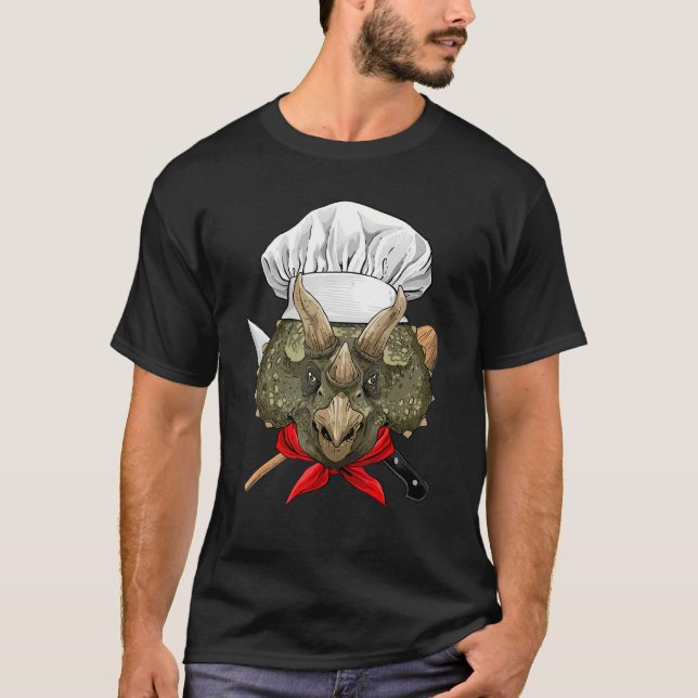 Restaurant Triceratops Chef Cook Kitchen Cooking   T Shirt (Framsida)