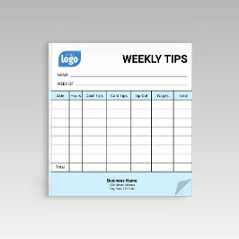 Restaurant Weekly Mini Tips Tracker Notepad Anteckningsblock