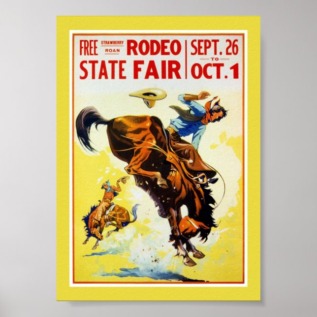 Restaurerad Vintage Rodeoaffisch Poster (Framsidan)