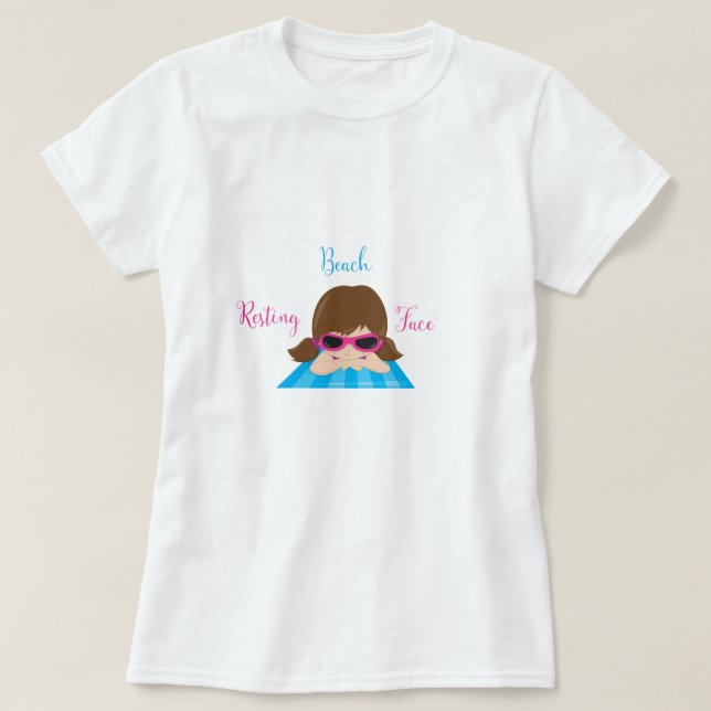 Resten av Beach Ansikte Girl på Beachtowel T Shirt (Design framsida)