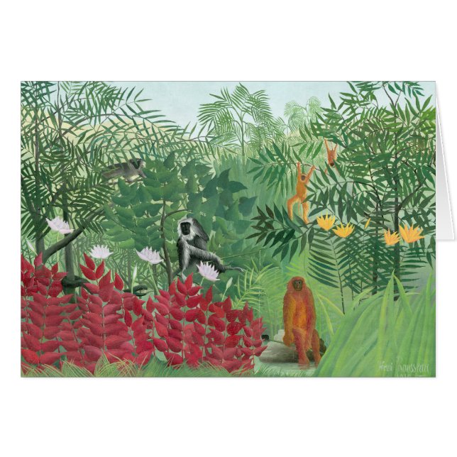 Resten av Färg Henri Rousseau Tropical Jungle Art Hälsningskort (Framsidan Horizontal)