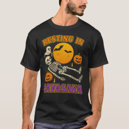 Resten i Savasana Skeleton Halloween Yoga T Shirt