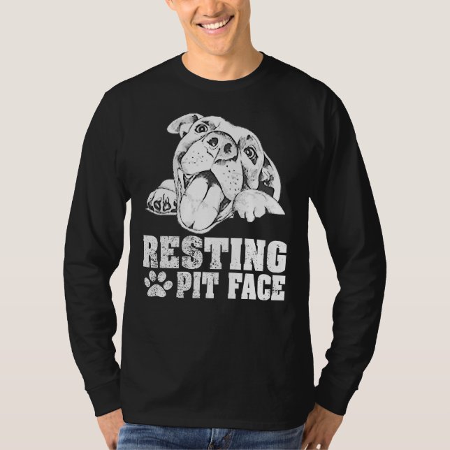 Resten Pit Ansikte Funny Pitbull Funny Sweat T Shirt (Framsida)