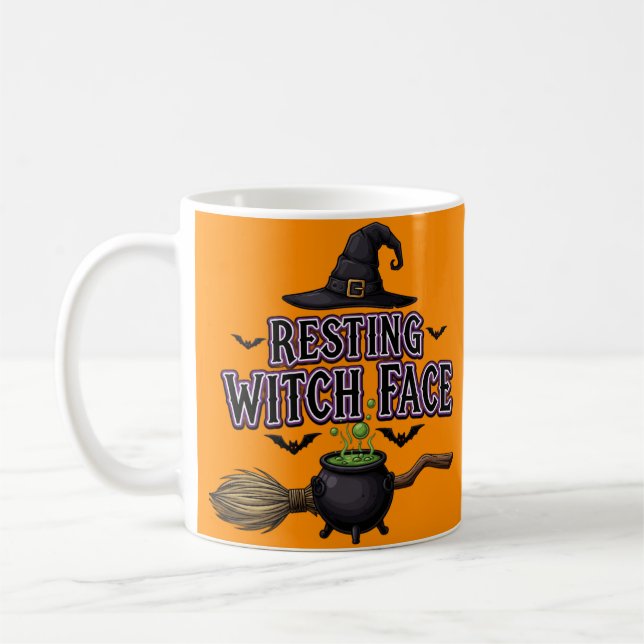 Resten Witch Ansikte - Lustigt Witch Halloween Kaffemugg (Vänster)