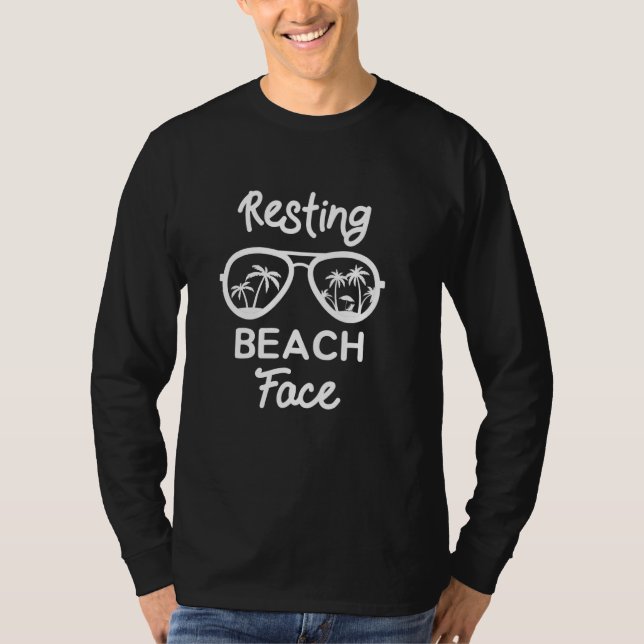 Resterande Beach Ansikte Funny Messy Bun Matching  T Shirt (Framsida)