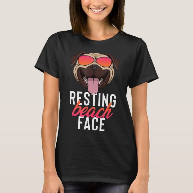 Resterande Beach Ansikte, sommarpug T Shirt (Framsida)