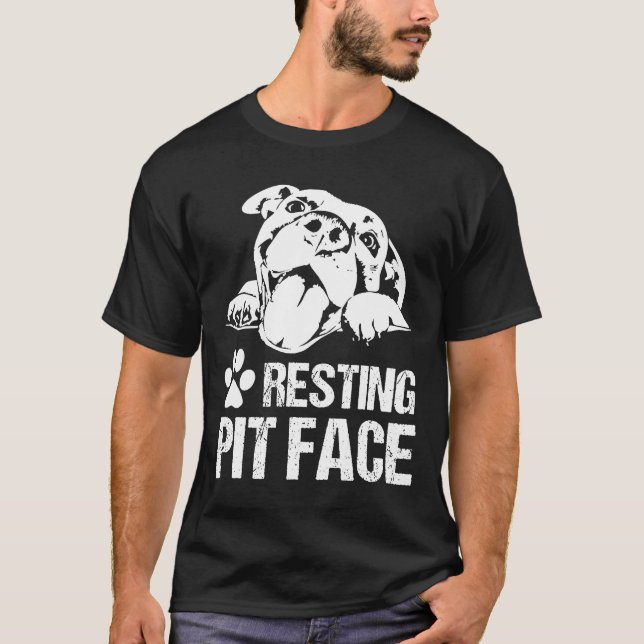 Resterande Pit Ansikte Funny Pittie Shirt Pitbull  T (Framsida)