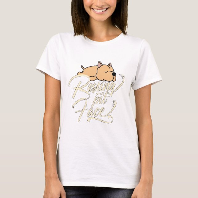 Resterande Pit Ansikte Pitbull Älskare T Shirt (Framsida)