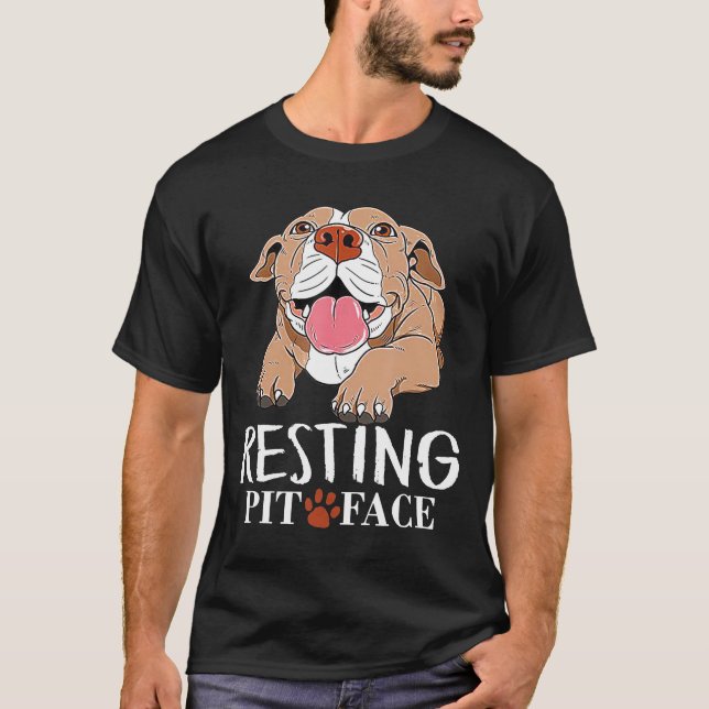 Resterande Pit Ansikte Pitbull T Shirt (Framsida)