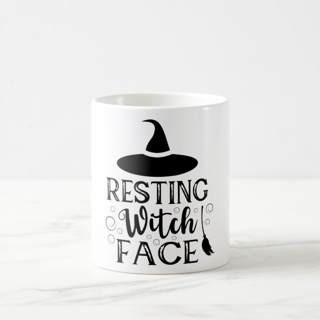 Resterande Witch Ansikte Funny Halloween-citat Kaffemugg (Center)