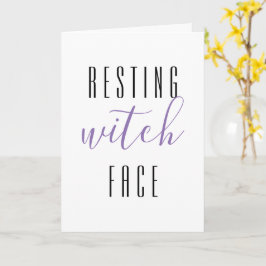 Resterande Witch Ansikte Funny Halloween Hälsning Kort
