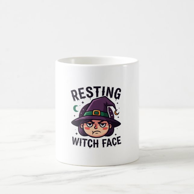 Resterande Witch Ansikte Funny Halloween Spooky Kaffemugg (Center)