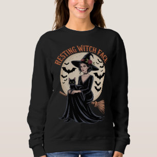 Resterande Witch Ansikte Funny Halloween Witch T Shirt