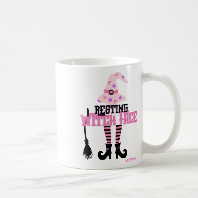 Resterande Witch Ansikte Halloween Broomstick Kaffemugg (Höger)