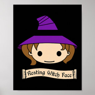 Resterande Witch Ansikte Halloween Costume Poster