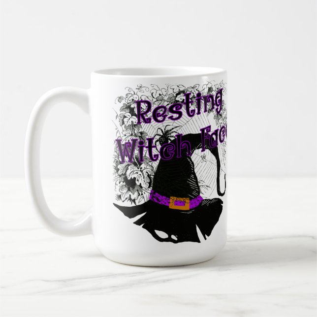 Resterande Witch Ansikte - Halloween Spindelnät Kaffemugg (Vänster)