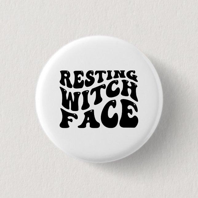 Resterande Witch Ansikte-Halloween-Spooky-Scary-Fu Knapp (Framsida)