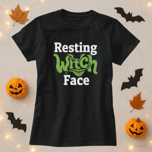 Resterande Witch Ansikte Halloween T Shirt