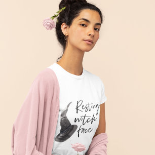 Resterande Witch Ansikte   HAPPY HALLOWEEN   Rolig T Shirt