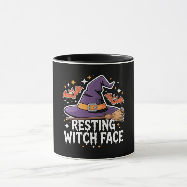 Resterande Witch Ansikte-klostret Broomstick Funny Mugg (Center)