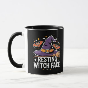 Resterande Witch Ansikte-klostret Broomstick Funny Mugg