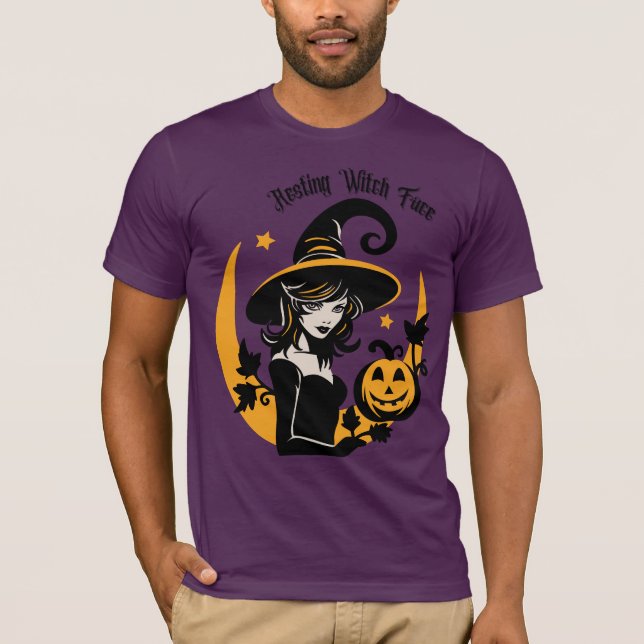 Resterande Witch Ansikte T-Shirt - Snyggt Hallowee (Framsida)