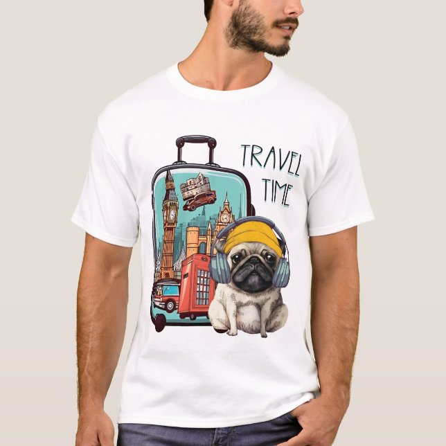 Restid med Snyggt Pug T Shirt (Framsida)