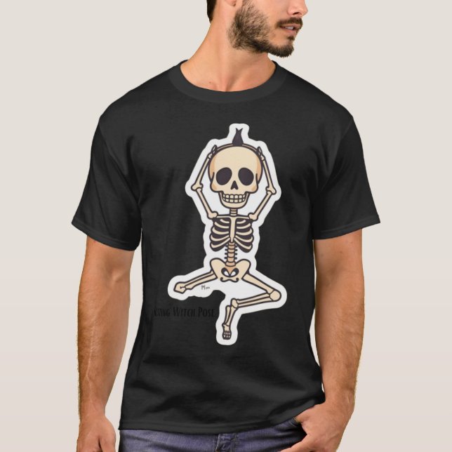 Restin in Pose Funny Skeleton Yoga Halloween Desig T Shirt (Framsida)