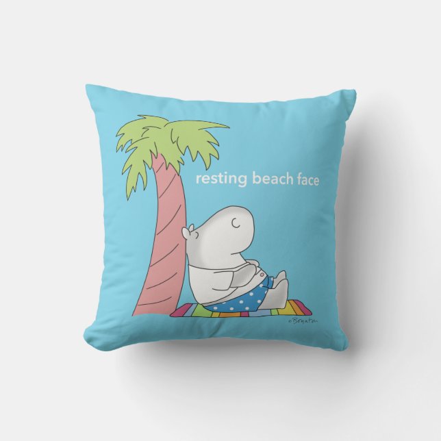 RESTING BEACH ANSIKTE Belly Button Hippo Boynton Kudde (Framsida)