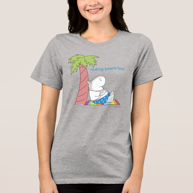 RESTING BEACH ANSIKTE-klockknappen hippo Boynton T T Shirt (Framsida)