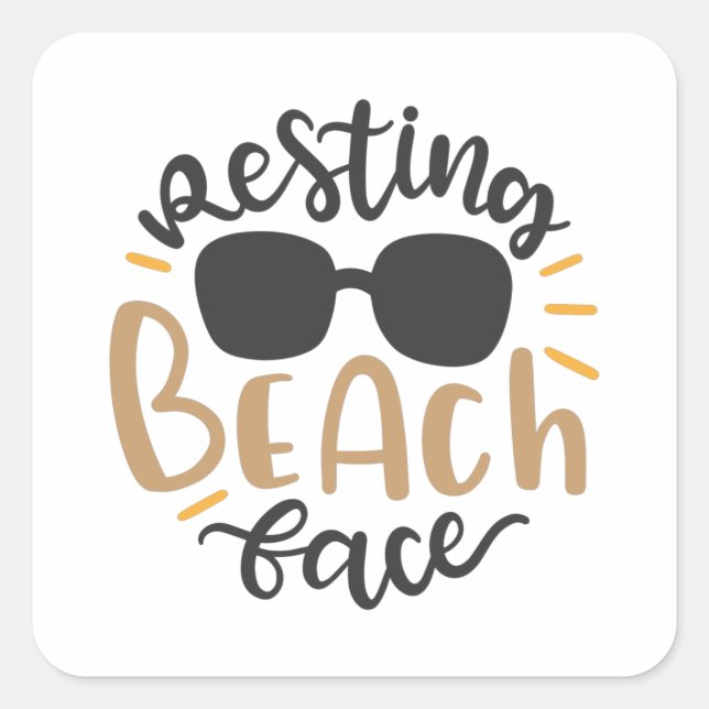 Resting Beach face Fyrkantigt Klistermärke (Framsida)