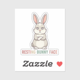 Resting Bunny Face Funny Grumpy Rabbit Sarcastic  Klistermärken